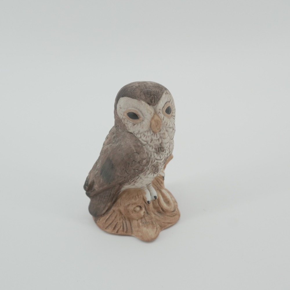 UCG Owl Figurine Set of 2 Brown Ceramic Miniature Bird Decor Taiwan